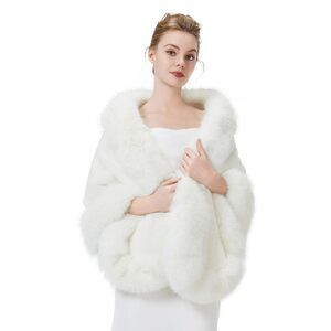 6389 Women's Faux Fur Shawl Wrap Stoles For Bridal Wedding